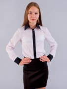 Блуза для девочки, (полуприталенный силует) Цвет белый с черным                    